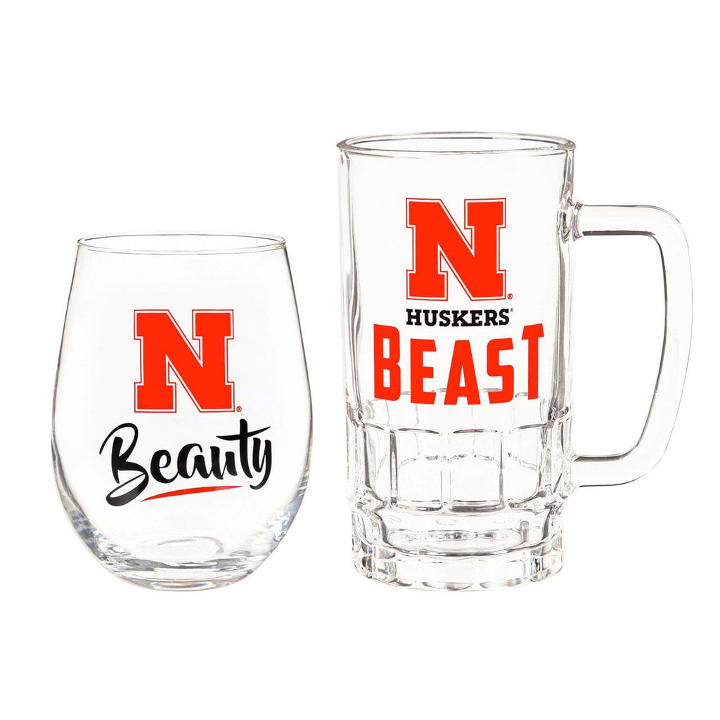 Boxed Stemless Wine & Tankard Nebraska Cornhuskers Drink Set Boxed 17oz Stemless Wine and 16oz Tankard 801946186657