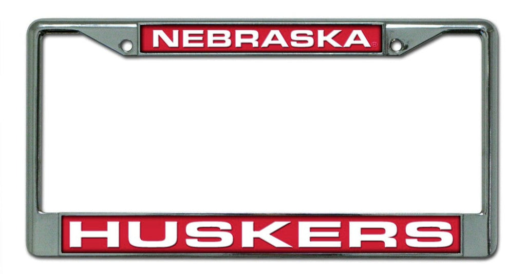 License Frame Chrome Nebraska Cornhuskers License Plate Frame Laser Cut Chrome 094746404062
