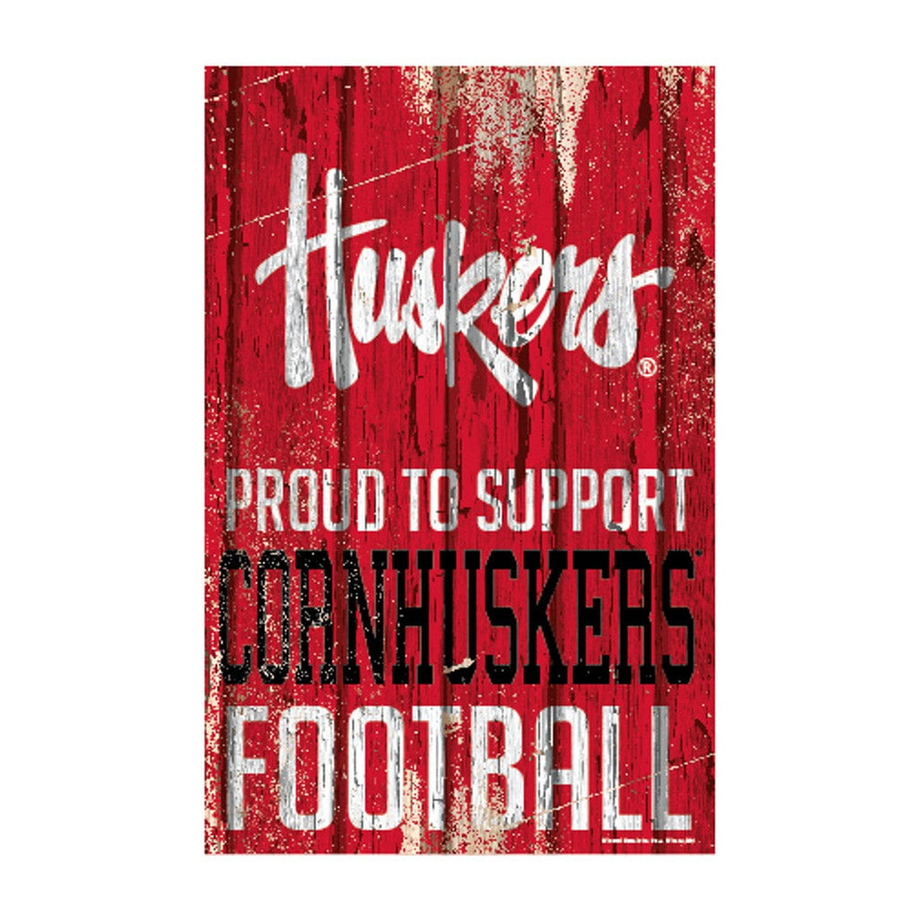 Sign 11x17 Proud To Support Nebraska Cornhuskers Sign 11x17 Wood Proud to Support Design 032085797445