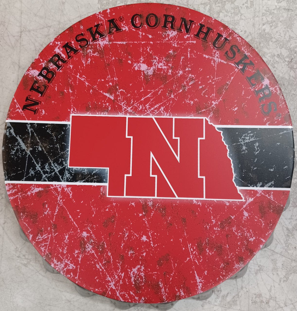 Sign Bottle Cap Style Nebraska Cornhuskers Sign Bottle Cap Style Distressed 191418842693