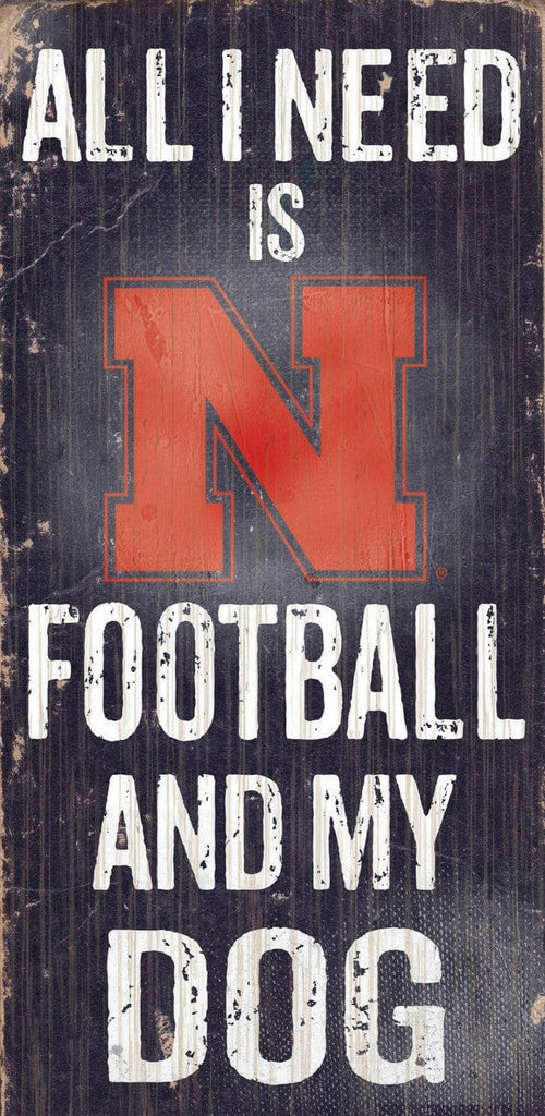 Sign 6x12 Football and Dog Nebraska Cornhuskers Wood Sign - Football and Dog 6"x12" 878460038990