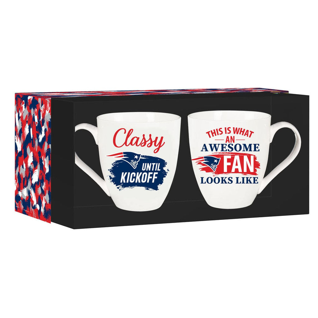 Boxed 17oz 2 Pack New England Patriots Coffee Mug 17oz Ceramic 2 Piece Set with Gift Box 801946923459
