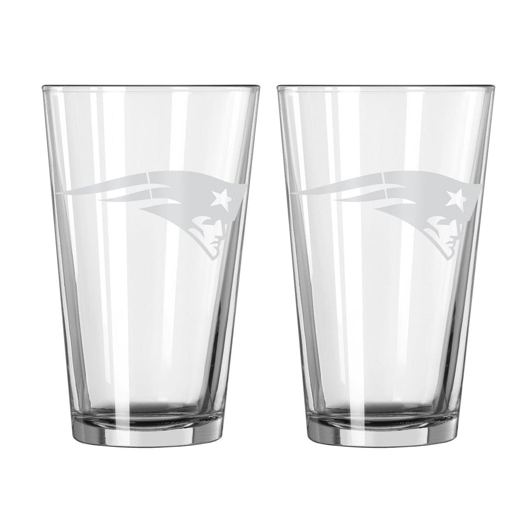 Drink Glass Satin Pint New England Patriots Glass Pint Frost Design 2 Piece Set 806293763000