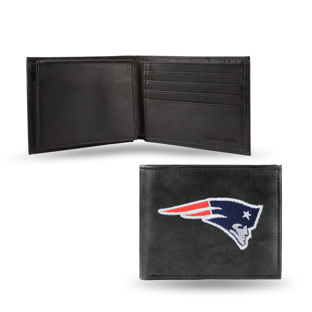 Wallet Leather Billfold New England Patriots Wallet Billfold Leather Embroidered Black 024994145172