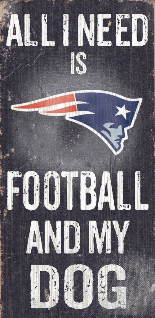 Sign 6x12 Football and Dog New England Patriots Wood Sign - Football and Dog 6"x12" 878460038716