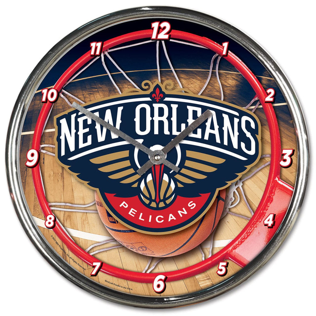 Clock Round Chrome Wall New Orleans Pelicans Round Chrome Wall Clock 010943278121