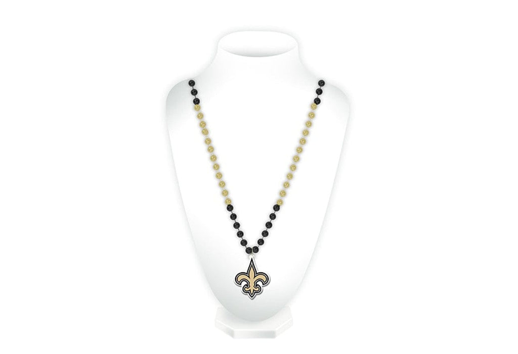 Jewelry Neck Beads Mdln Mardi G New Orleans Saints Beads with Medallion Mardi Gras Style 767345350619