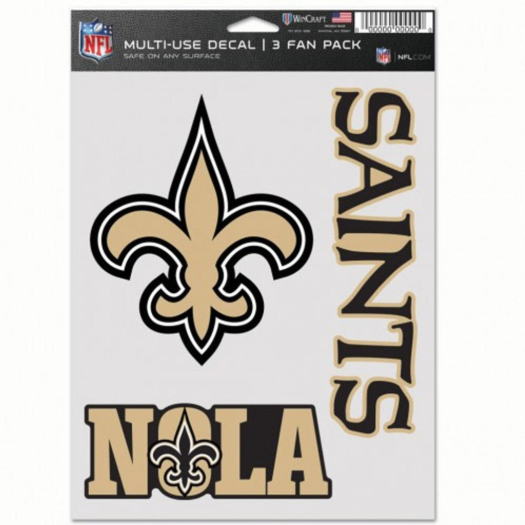 Fan Pack Decals New Orleans Saints Decal Multi Use Fan 3 Pack 194166077843