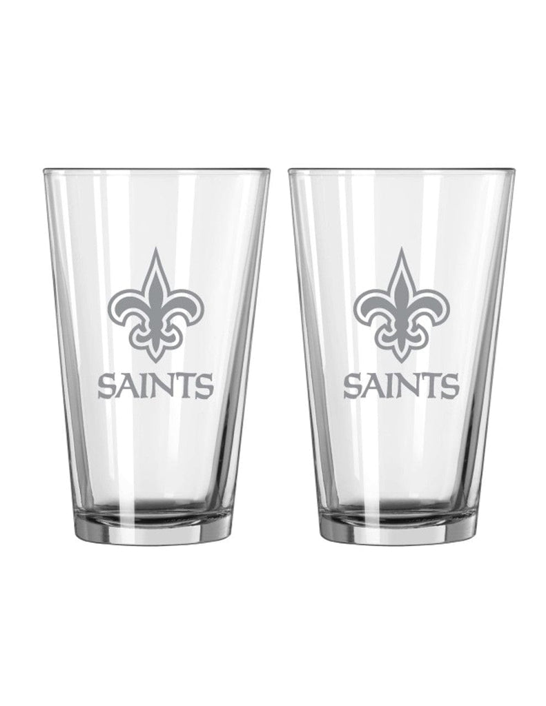 Drink Glass Satin Pint New Orleans Saints Glass Pint Frost Design 2 Piece Set 806293799580