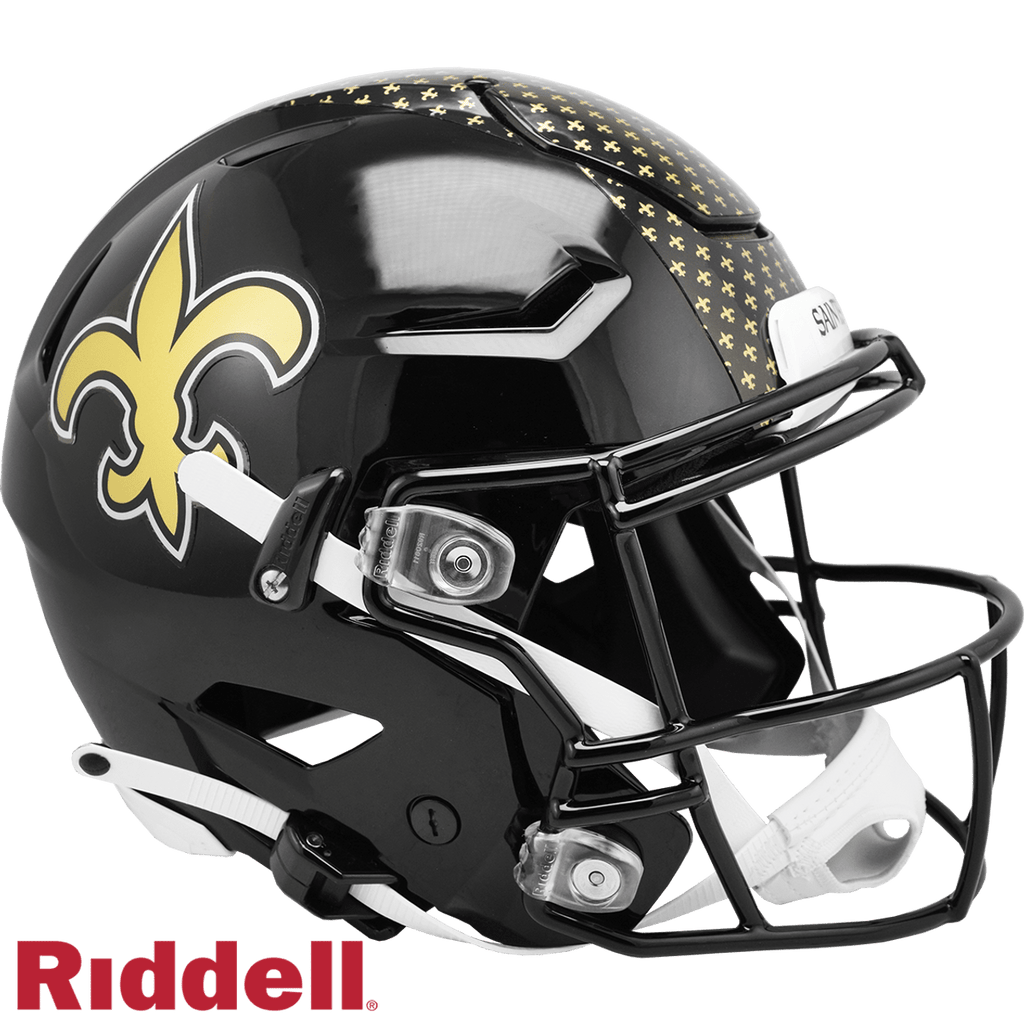 On-Field Alternate Helmets New Orleans Saints Helmet Riddell Authentic Full Size SpeedFlex Style On-Field Alternate 095855000626