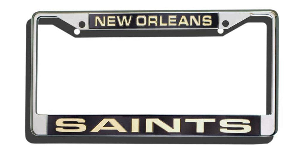 License Frame Chrome New Orleans Saints License Plate Frame Laser Cut Chrome 094746402549