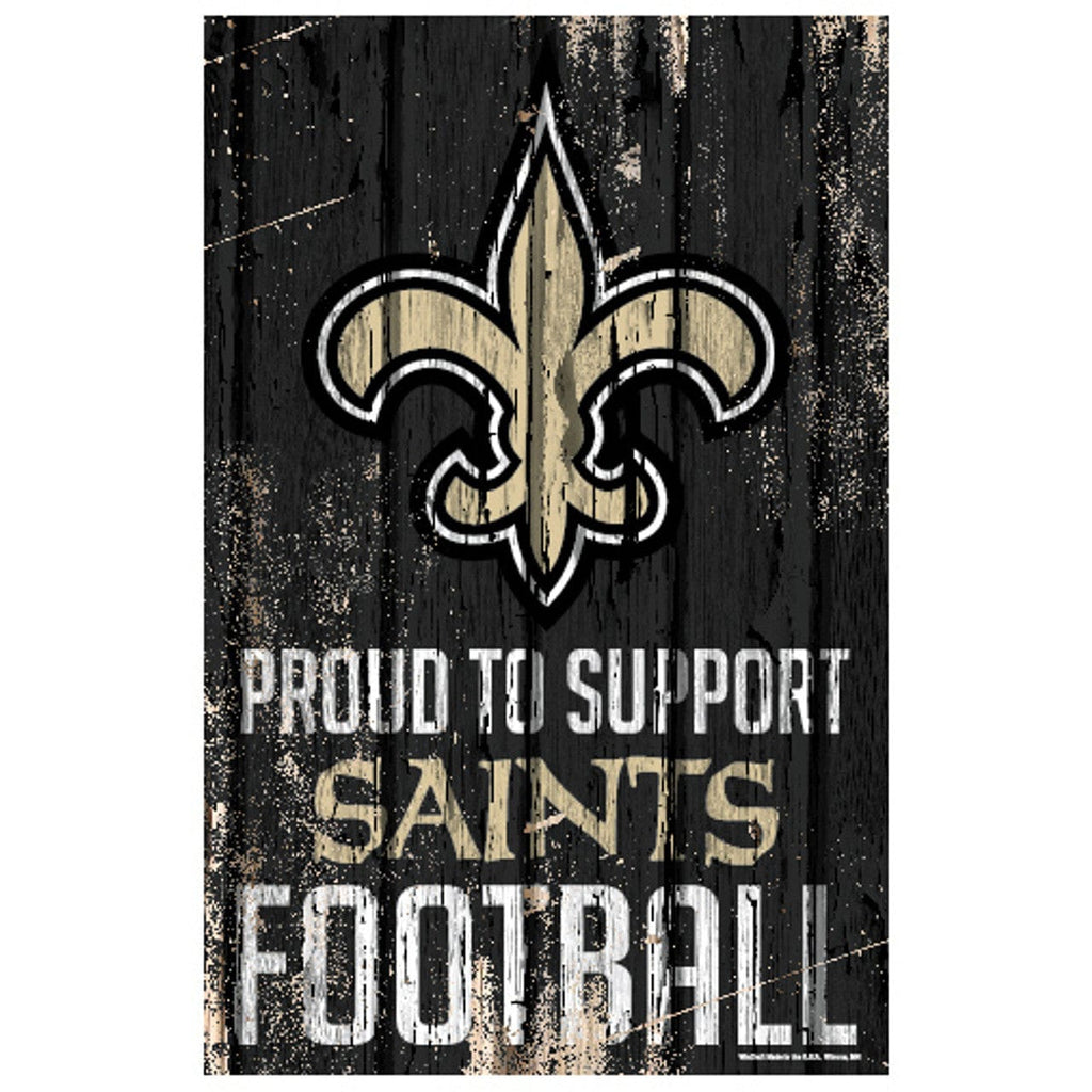 Sign 11x17 Proud To Support New Orleans Saints Sign 11x17 Wood Proud to Support Design 032085881083