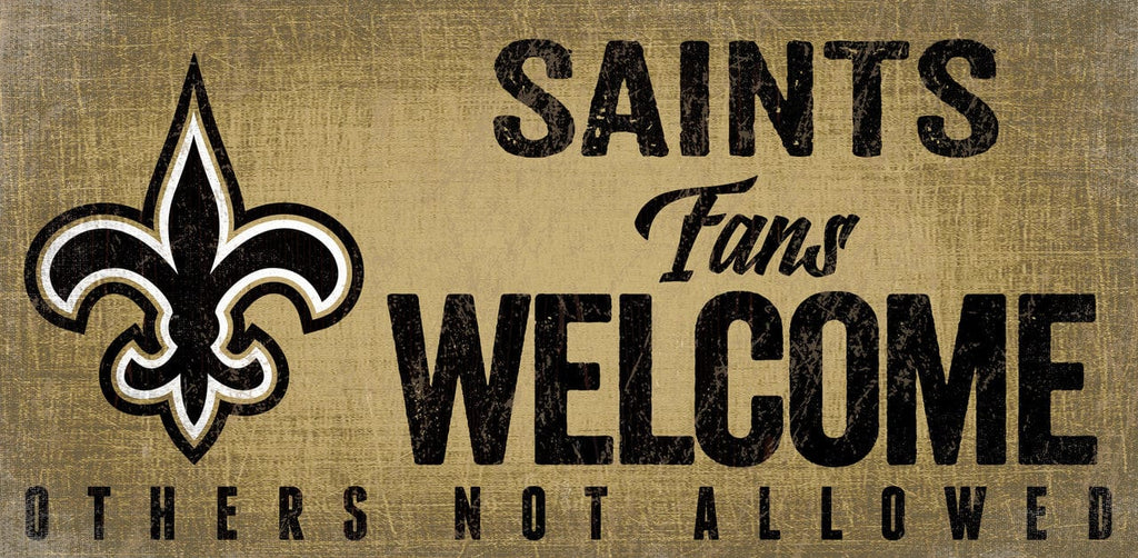 Sign 12x6 Fans Welcome New Orleans Saints Wood Sign Fans Welcome 12x6 878460152702