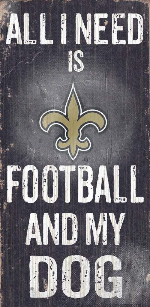 Sign 6x12 Football and Dog New Orleans Saints Wood Sign - Football and Dog 6"x12" 878460038723