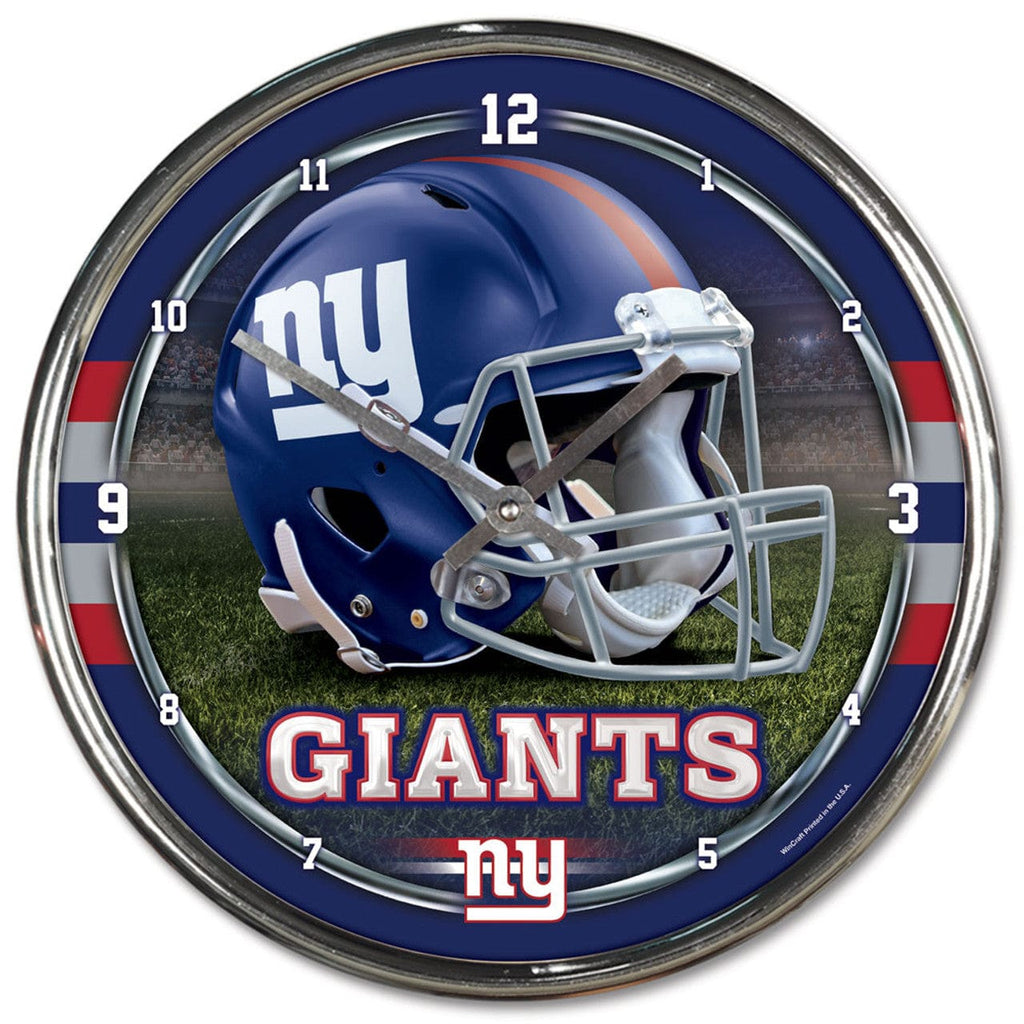 Clock Round Chrome Wall New York Giants Round Chrome Wall Clock 010943279159