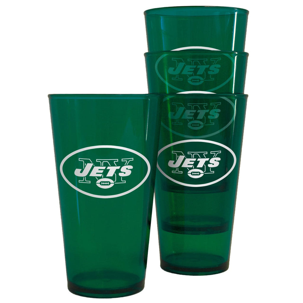 Drink Pilsner Plastic New York Jets Glass 16oz Pint Plastic 4 Pack 846757125067