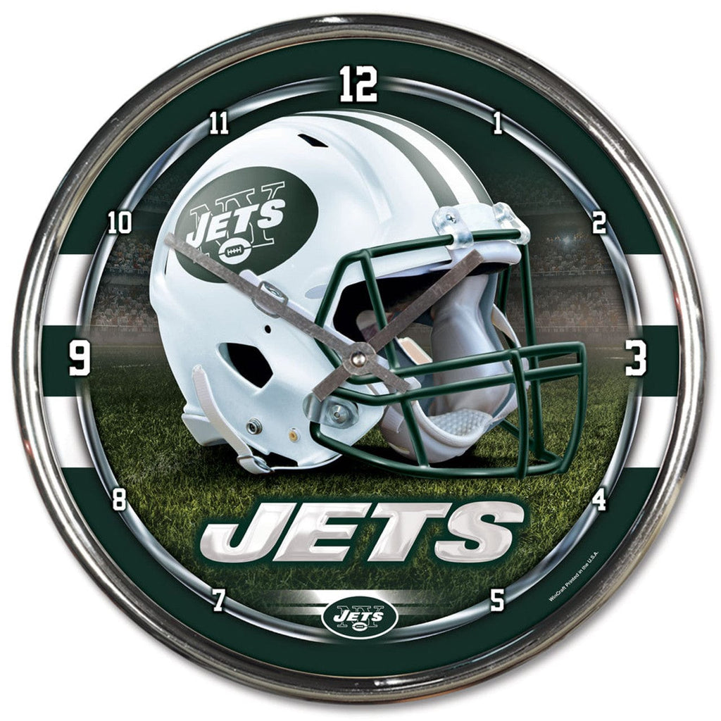 Clock Round Chrome Wall New York Jets Round Chrome Wall Clock 010943279166