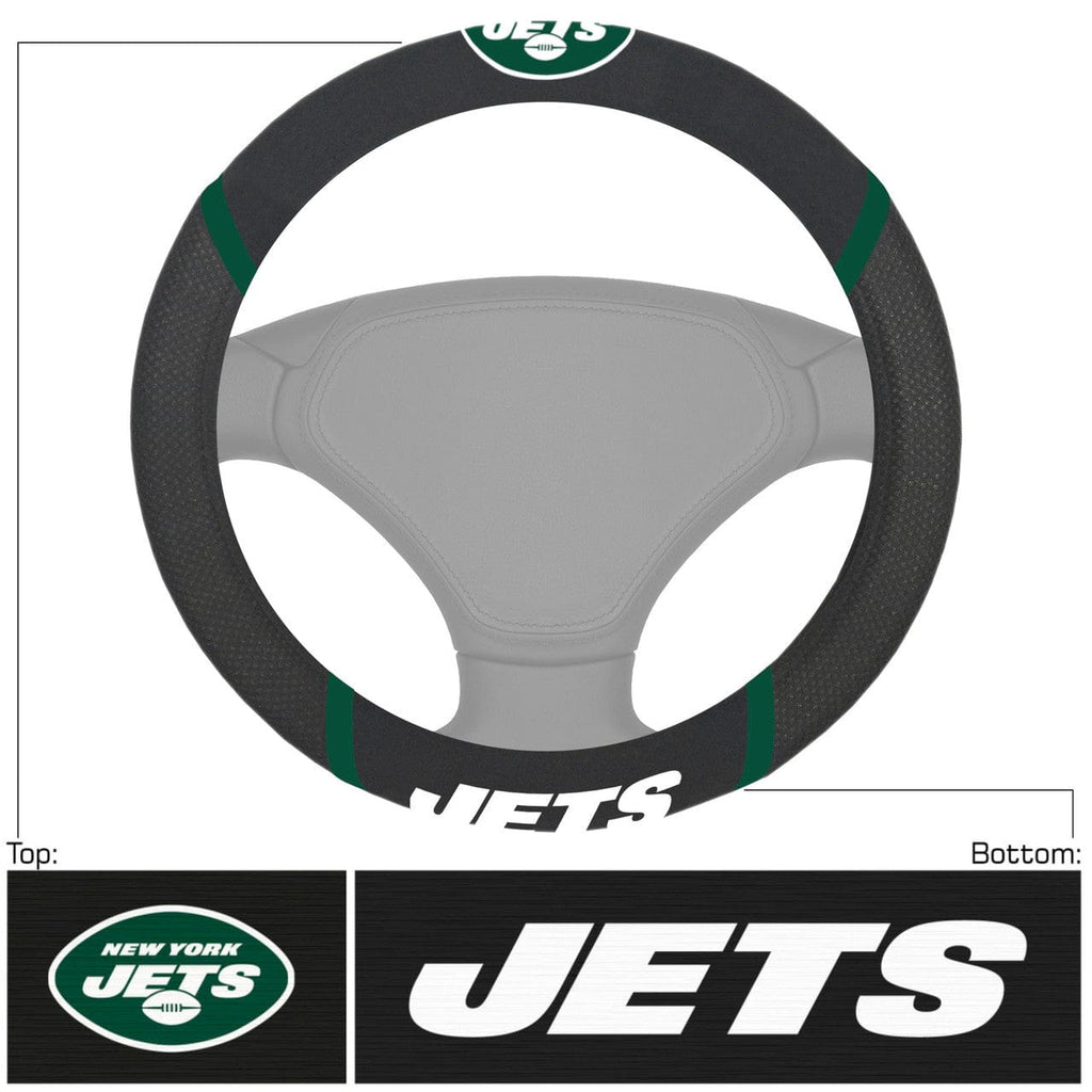 Steering Wheel Covers Mesh New York Jets Steering Wheel Cover Mesh/Stitched 842281113983