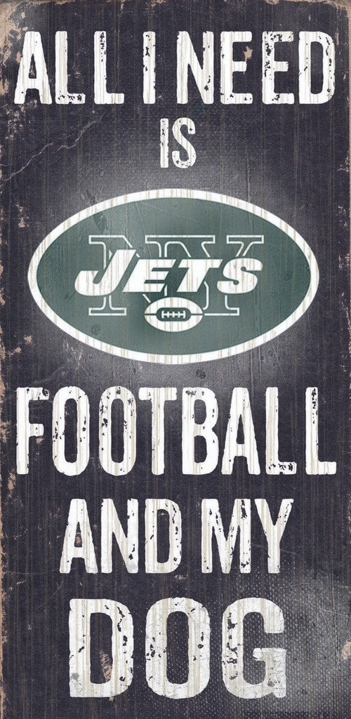 Sign 6x12 Football and Dog New York Jets Wood Sign - Football and Dog 6"x12" 878460038747