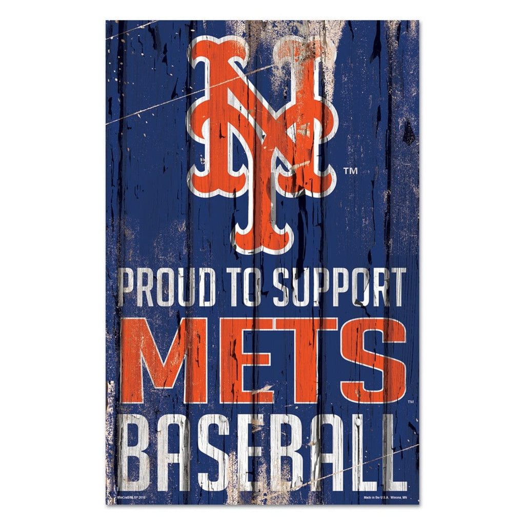 Sign 11x17 Proud To Support New York Mets Sign 11x17 Wood Proud to Support Design - Special Order 032085619730