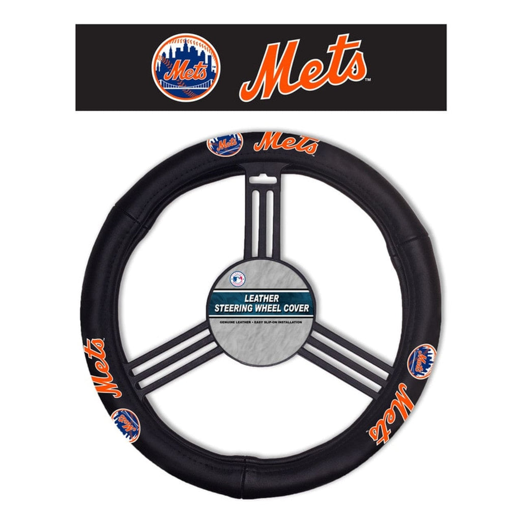 New York Mets New York Mets Steering Wheel Cover Leather CO 023245681346