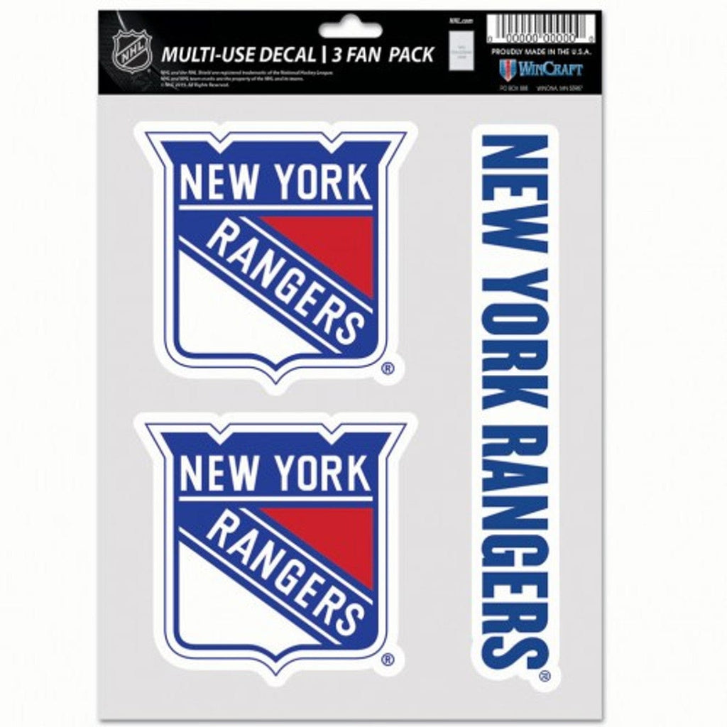Fan Pack Decals New York Rangers Decal Multi Use Fan 3 Pack 194166074378