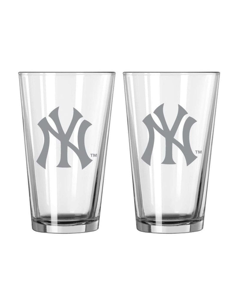 Drink Glass Satin Pint New York Yankees Glass Pint Frost Design 2 Piece Set 806293799894
