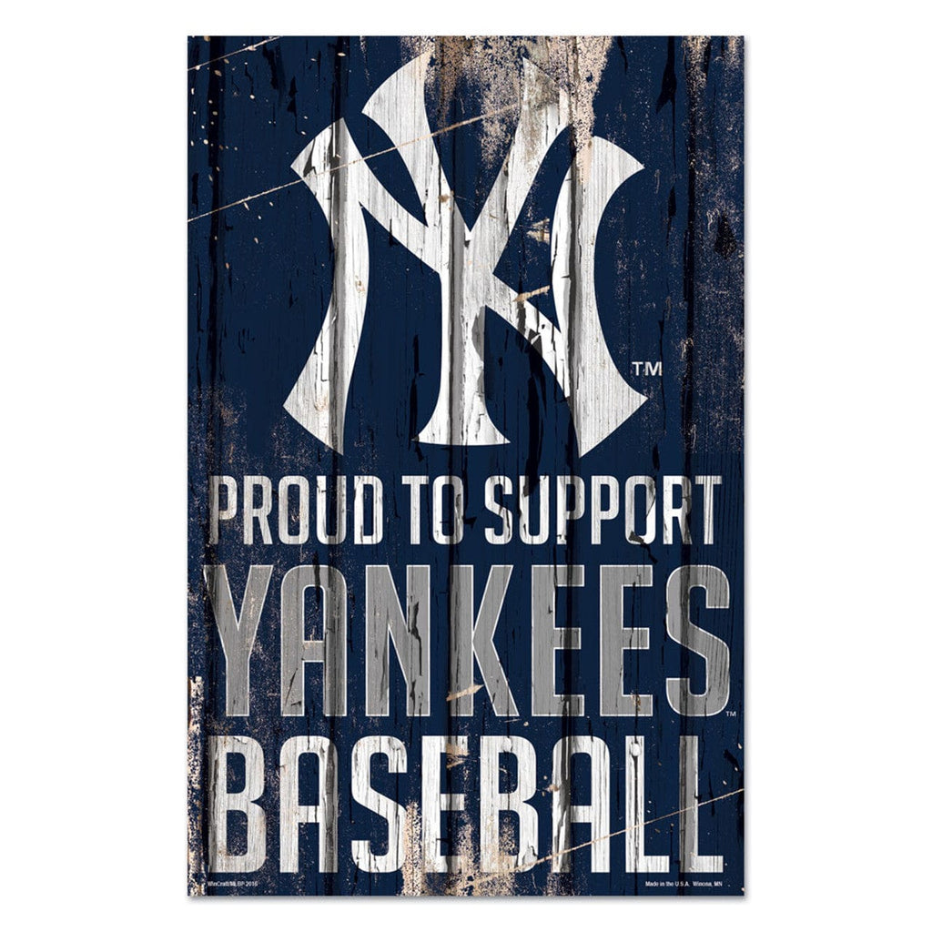 Sign 11x17 Proud To Support New York Yankees Sign 11x17 Wood Proud to Support Design 032085611574