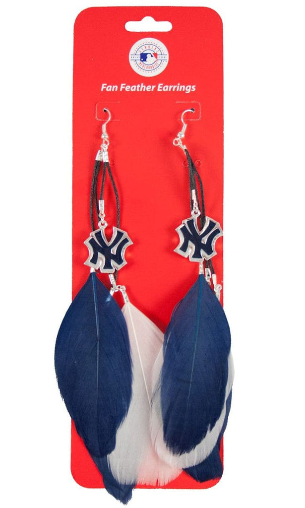 New York Yankees New York Yankees Team Color Feather Earrings CO 686699153533