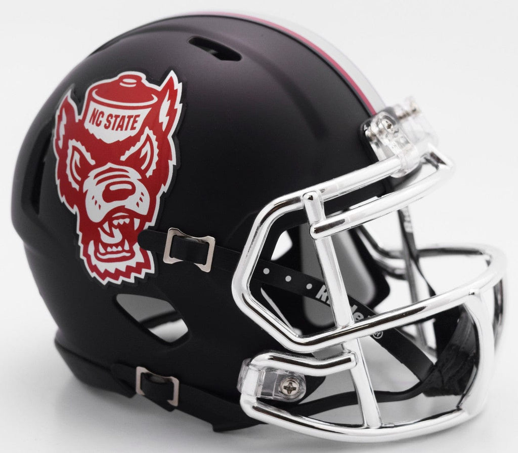 Helmets Mini Speed North Carolina State Wolfpack Helmet Riddell Replica Mini Speed Style Black Howl Design - Special Order 095855901206