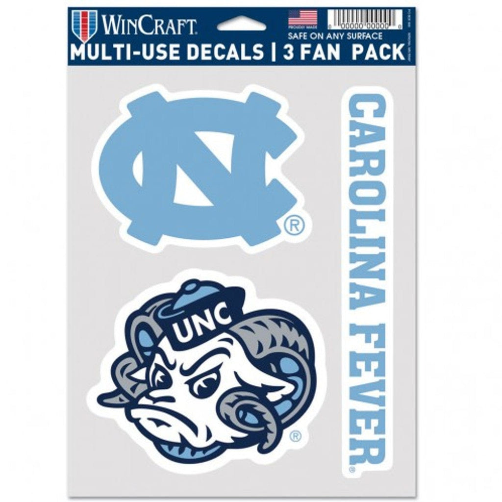 Fan Pack Decals North Carolina Tar Heels Decal Multi Use Fan 3 Pack Special Order 194166076655