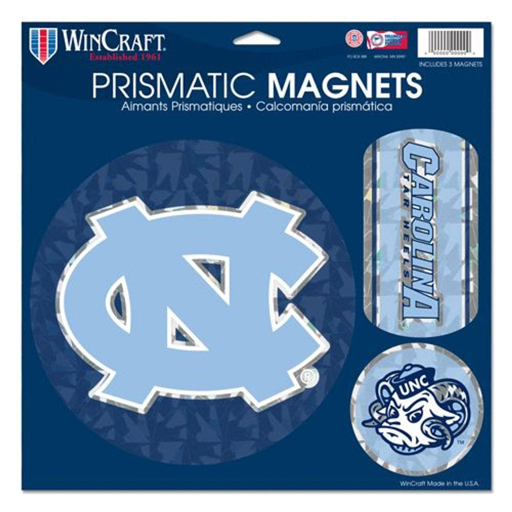 Magnet 11x11 Die Cut Set of 3 North Carolina Tar Heels Magnets 11x11 Prismatic Sheet 032085203632
