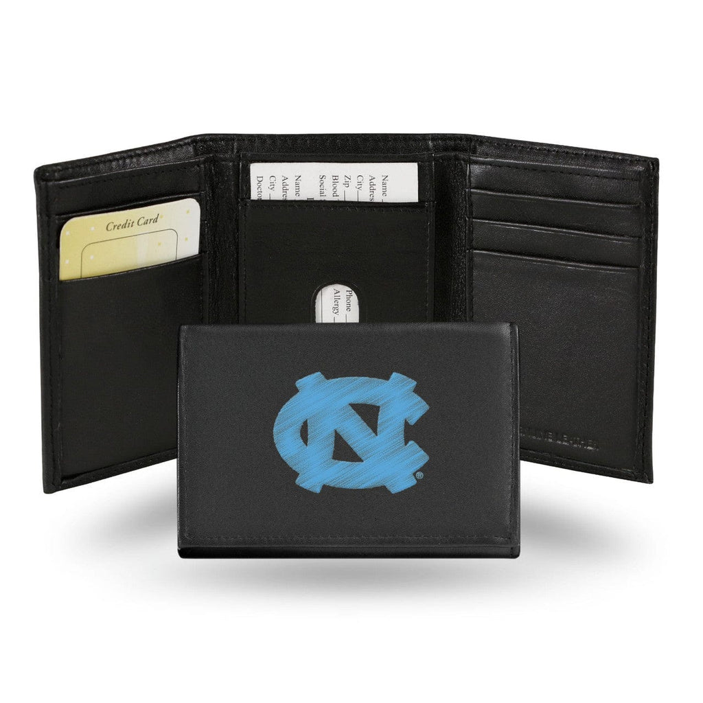 Wallet Leather Trifold North Carolina Tar Heels Wallet Trifold Leather Embroidered 024994235316