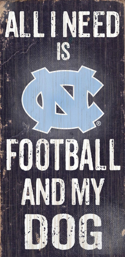 Sign 6x12 Football and Dog North Carolina Tar Heels Wood Sign - Football and Dog 6"x12" - Special Order 878460039003