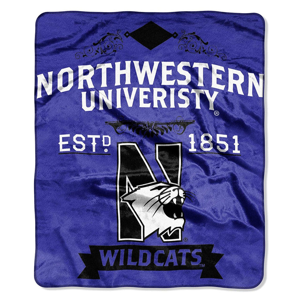 Northwestern Wildcats Northwestern Wildcats Blanket 50x60 Raschel Label Design 087918061644