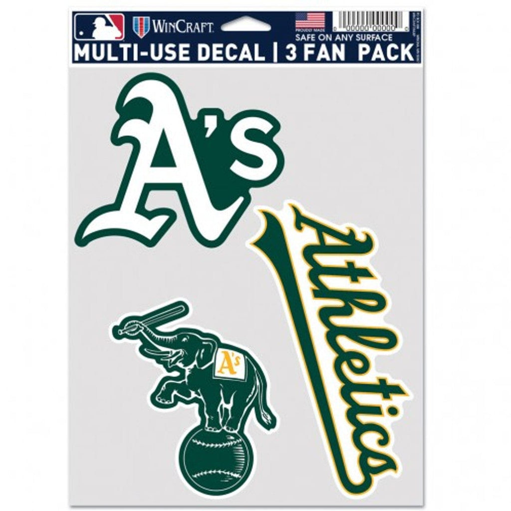 Fan Pack Decals Oakland Athletics Decal Multi Use Fan 3 Pack Special Order 194166069411