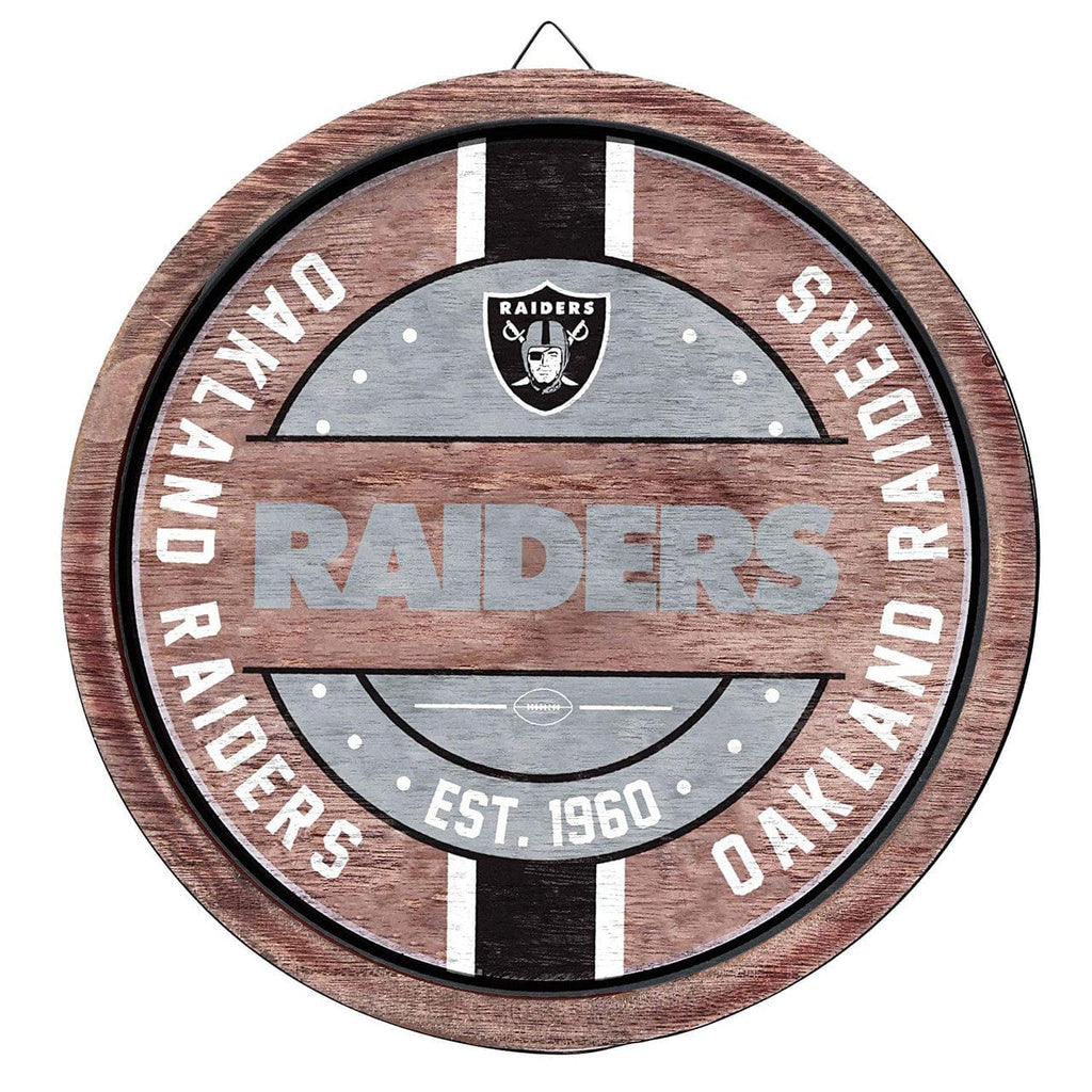 NFL Legacy Teams Oakland Raiders Sign Wood Barrel Design 192797029170