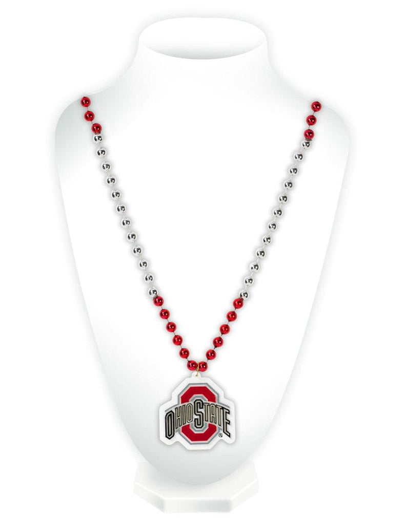 Jewelry Neck Beads Mdln Mardi G Ohio State Buckeyes Beads with Medallion Mardi Gras Style 094746546878