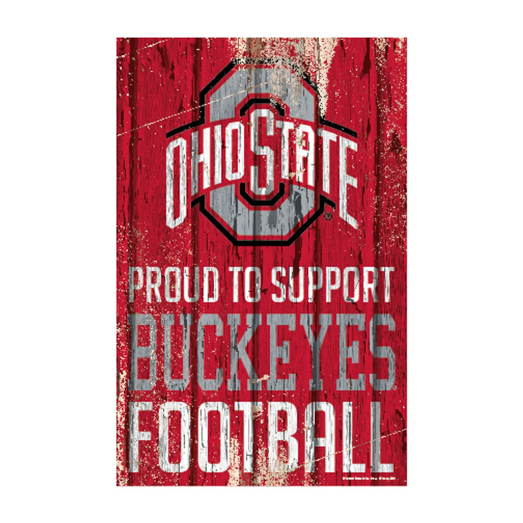 Sign 11x17 Proud To Support Ohio State Buckeyes Sign 11x17 Wood Proud to Support Design 032085877208