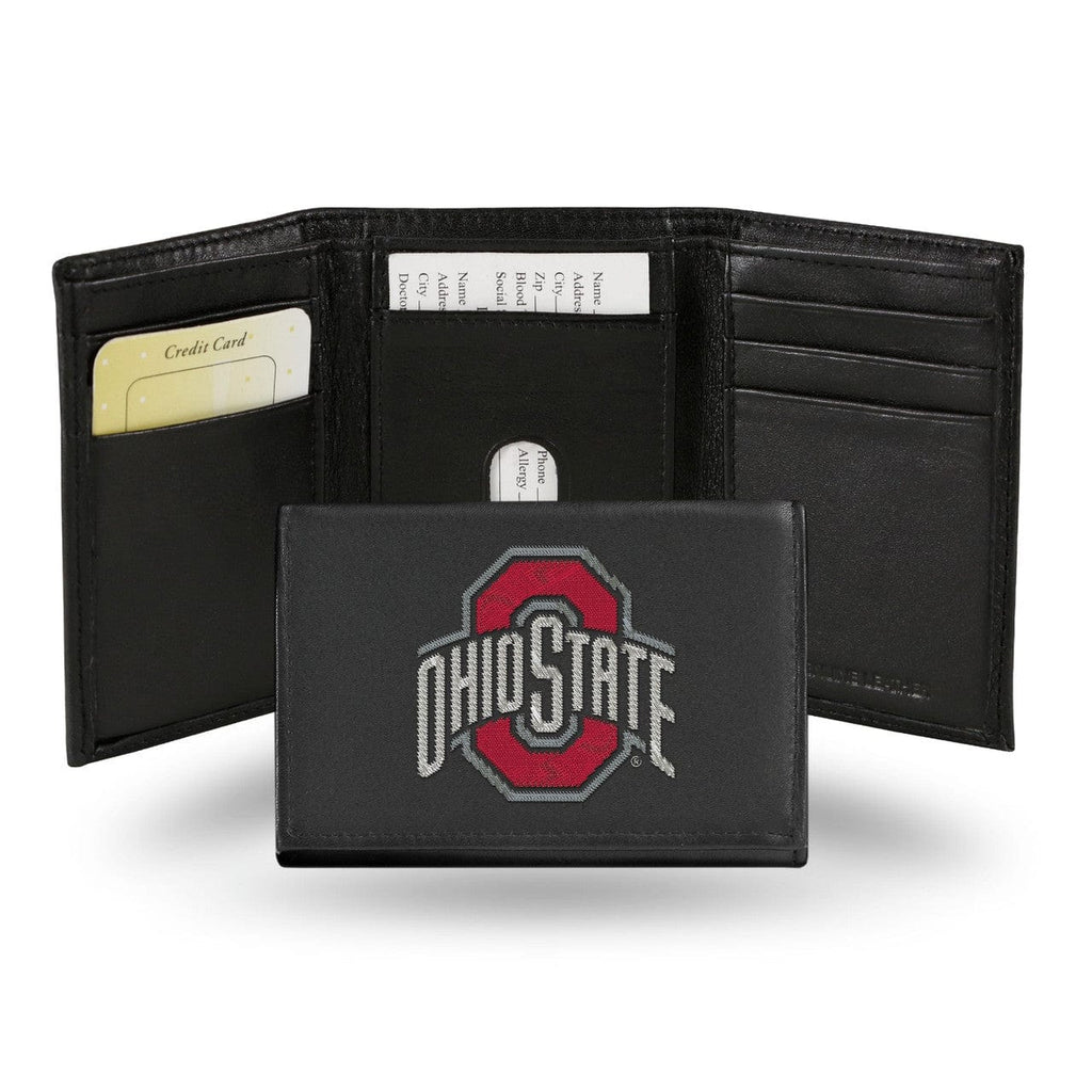 Wallet Leather Trifold Ohio State Buckeyes Wallet Trifold Leather Embroidered 024994235347