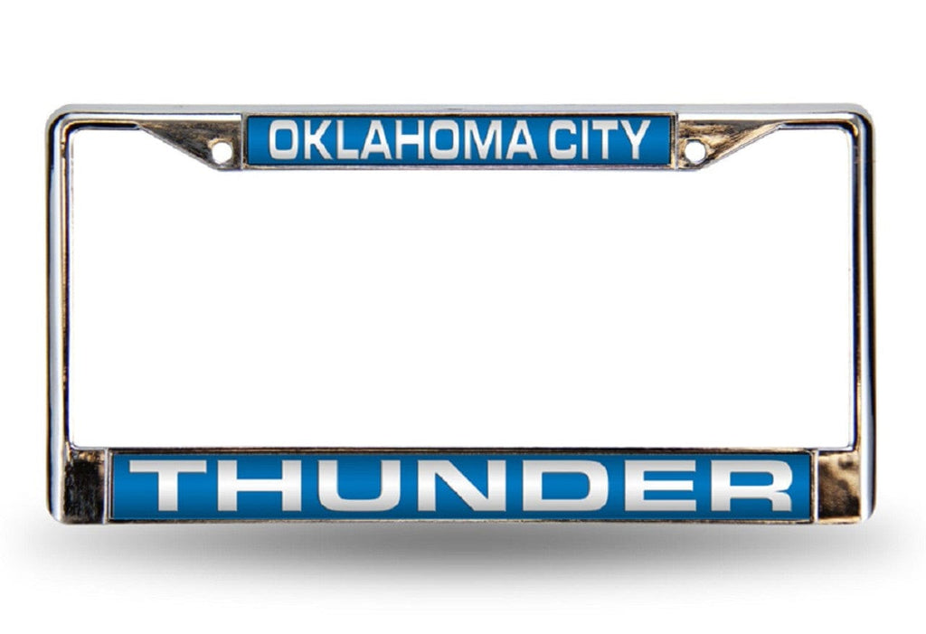 License Frame Chrome Oklahoma City Thunder License Plate Frame Laser Cut Chrome Blue 094746432485