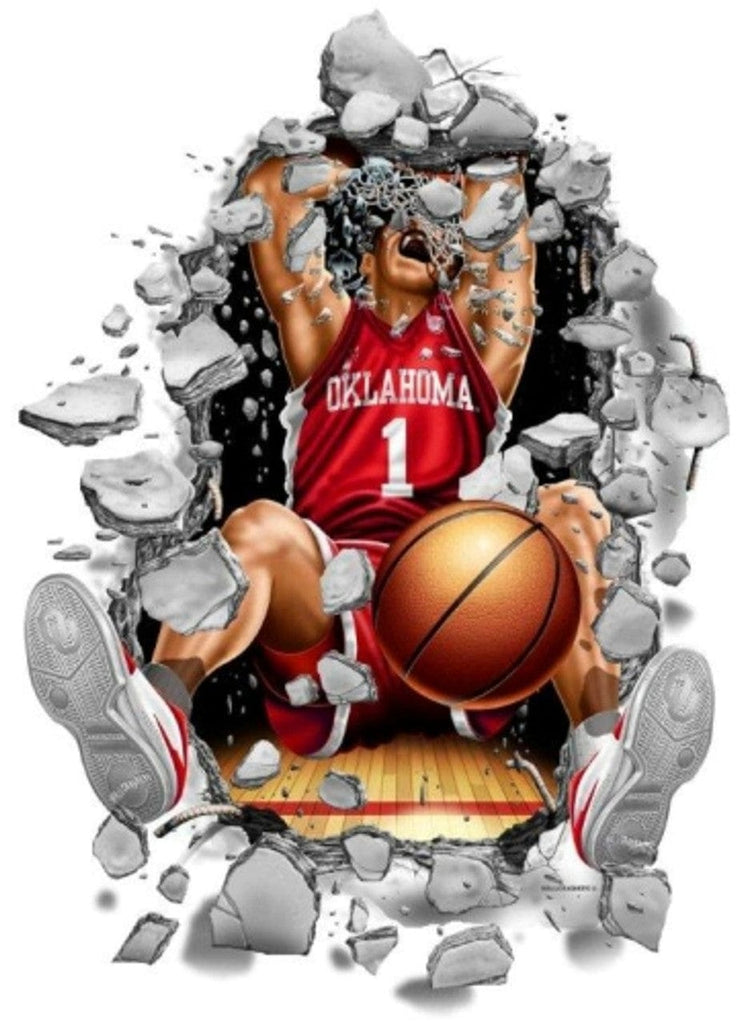 Decals Misc. Oklahoma Sooners Decal Wallcrasher Basketball 3 Foot 812084001923