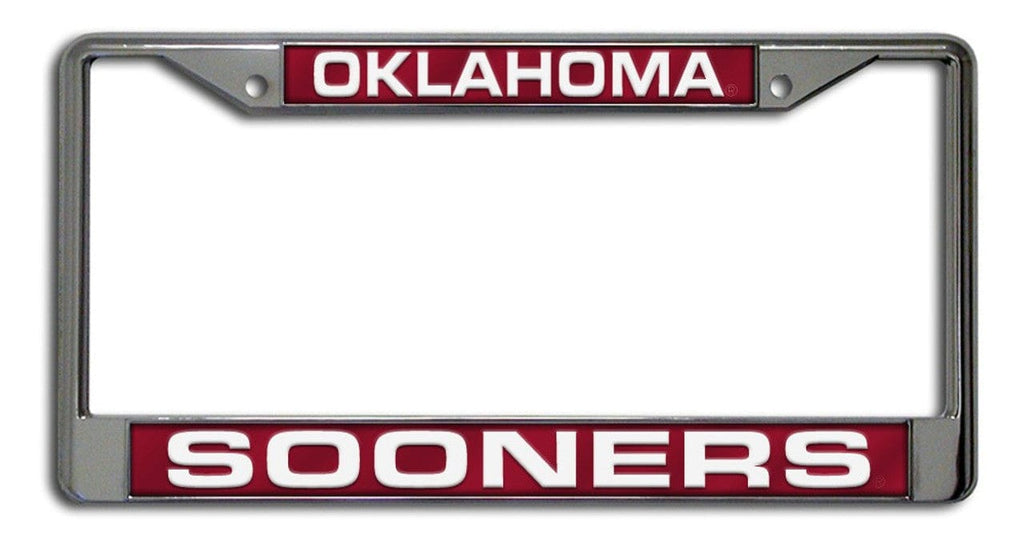 License Frame Chrome Oklahoma Sooners License Plate Frame Laser Cut Chrome 094746404178