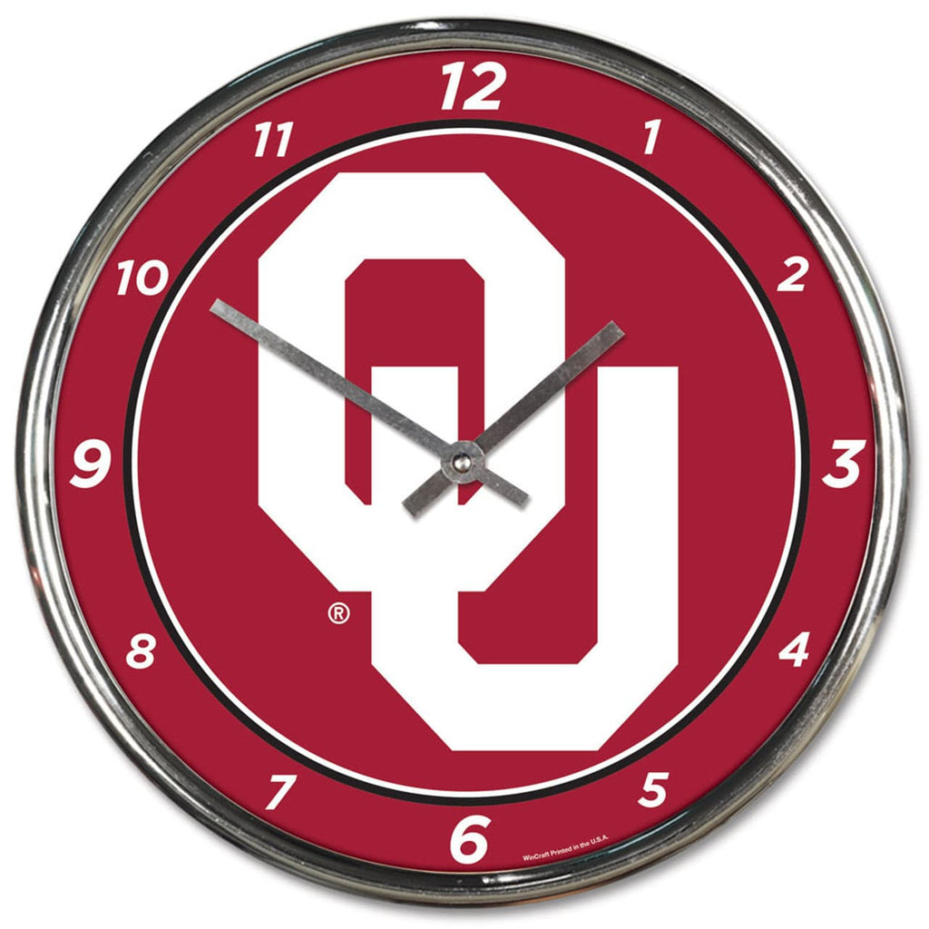 Clock Round Chrome Wall Oklahoma Sooners Round Chrome Wall Clock 010943279906