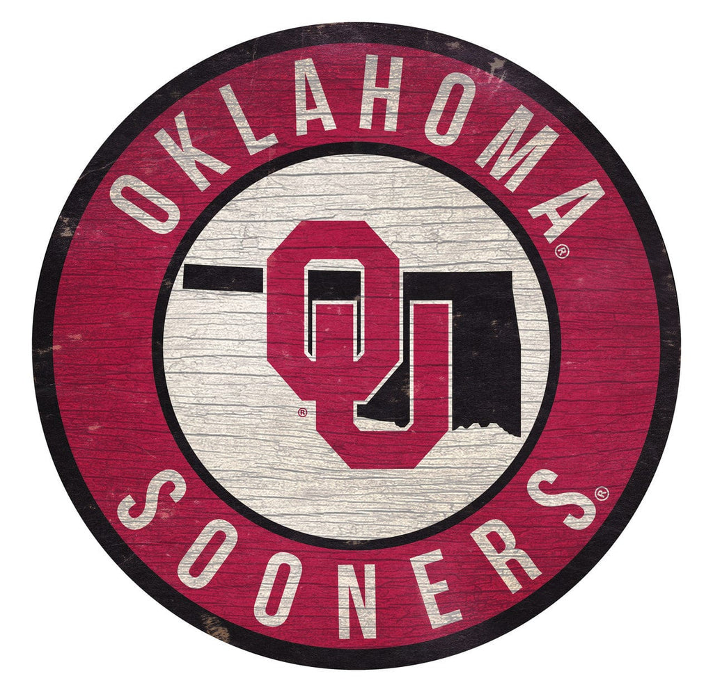 Sign 12 Round State Design Oklahoma Sooners Sign Wood 12 Inch Round State Design 878460201790