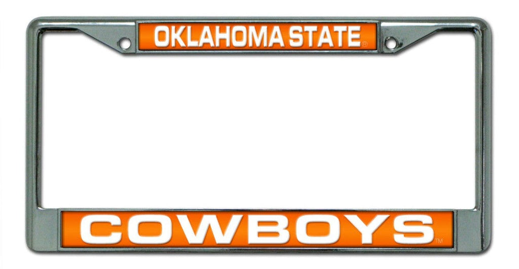 License Frame Chrome Oklahoma State Cowboys Laser Cut Chrome License Plate Frame 094746404185
