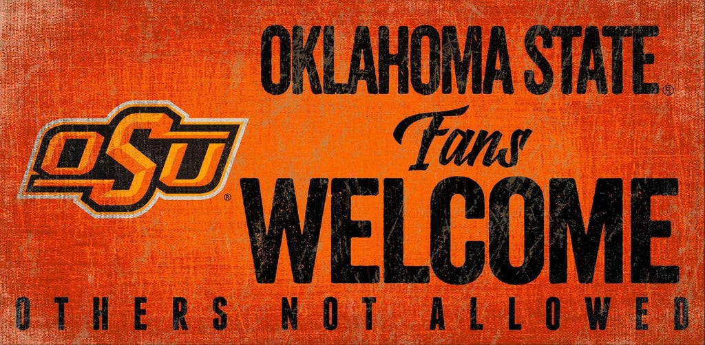 Sign 12x6 Fans Welcome Oklahoma State Cowboys Wood Sign Fans Welcome 12x6 - Special Order 878460145629