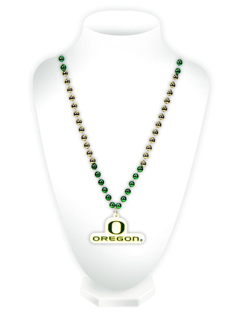 Jewelry Neck Beads Mdln Mardi G Oregon Ducks Beads with Medallion Mardi Gras Style - Special Order 094746546915