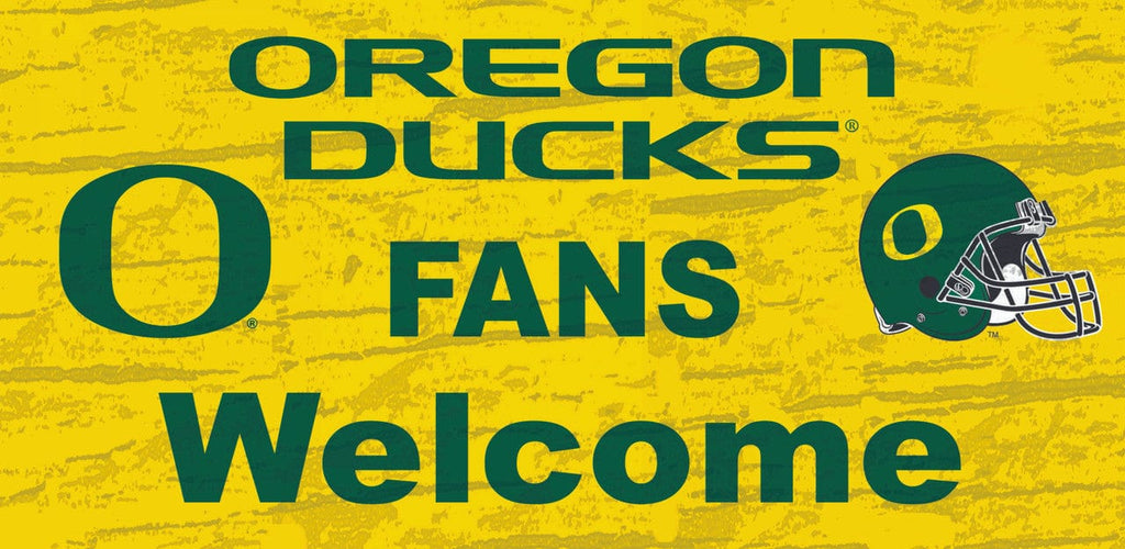 Sign 12x6 Fans Welcome Oregon Ducks Sign Wood 12x6 Fans Welcome 878460028557