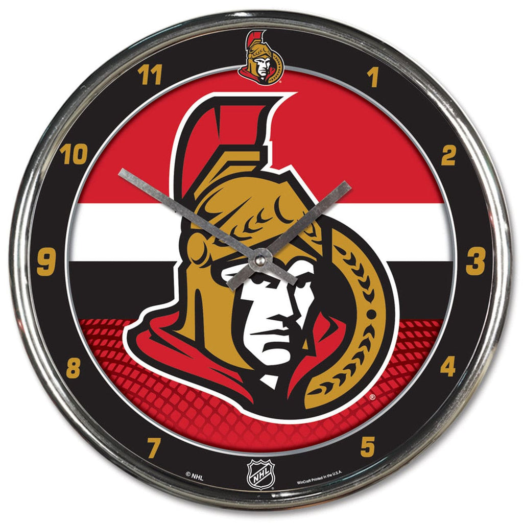 Clock Round Chrome Wall Ottawa Senators Clock Round Wall Style Chrome 010943278404